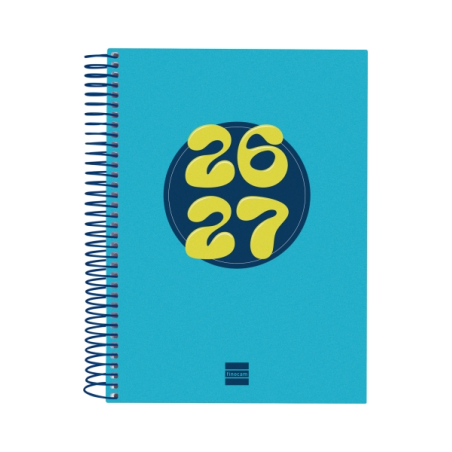 Agenda scolaire Finocam Cool 26/27 - 1 jour par page - 4e format - 155 x 212 mm - Couverture cartonnée lignée - Papier 80 g/m² -