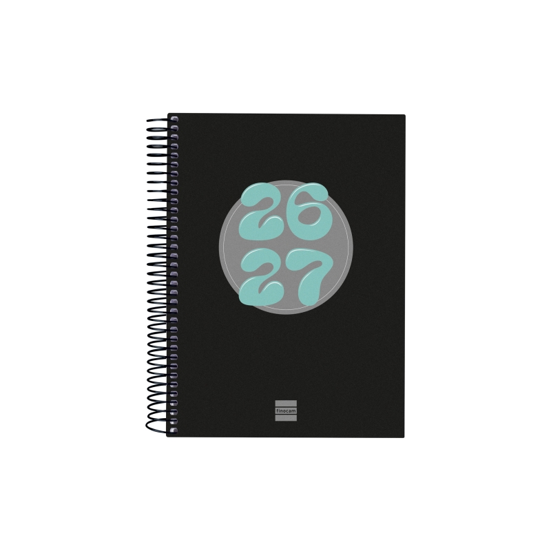 Agenda scolaire Finocam Cool 26/27 - 1 jour par page - 4e format - 155 x 212 mm - Couverture cartonnée lignée - Papier 80 g/m² -