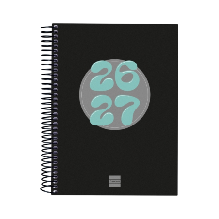Agenda scolaire Finocam Cool 26/27 - 1 jour par page - 4e format - 155 x 212 mm - Couverture cartonnée lignée - Papier 80 g/m² -