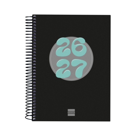Agenda scolaire Finocam Cool 26/27 - 1 jour par page - 4e format - 155 x 212 mm - Couverture cartonnée lignée - Papier 80 g/m² -