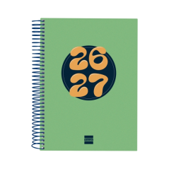 Agenda scolaire Finocam Cool 26/27 - 1 jour par page - 4e format - 155 x 212 mm - Couverture cartonnée lignée - Papier 80 g/m² -