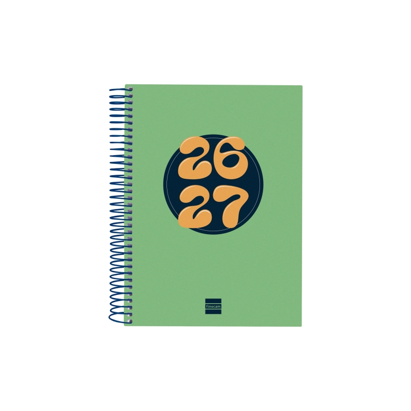 Agenda scolaire Finocam Cool 26/27 - 1 jour par page - 4e format - 155 x 212 mm - Couverture cartonnée lignée - Papier 80 g/m² -