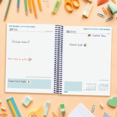 Agenda scolaire Finocam Cool 26/27 - 1 jour par page - 4e format - 155 x 212 mm - Couverture cartonnée lignée - Papier 80 g/m² -