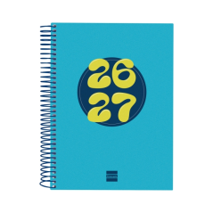 Agenda scolaire Finocam Cool 26/27 en catalan - 1 jour par page - Format A4 - 155 x 212 mm - Couverture cartonnée lignée - Papie