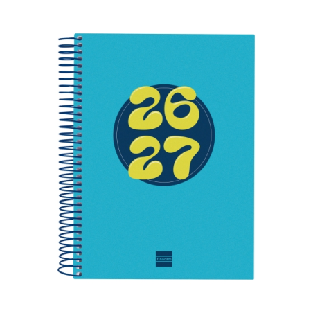 Agenda scolaire Finocam Cool 26/27 en catalan - 1 jour par page - Format A4 - 155 x 212 mm - Couverture cartonnée lignée - Papie