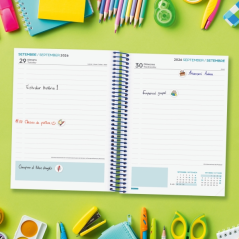 Agenda scolaire Finocam Cool 26/27 en catalan - 1 jour par page - Format A4 - 155 x 212 mm - Couverture cartonnée lignée - Papie