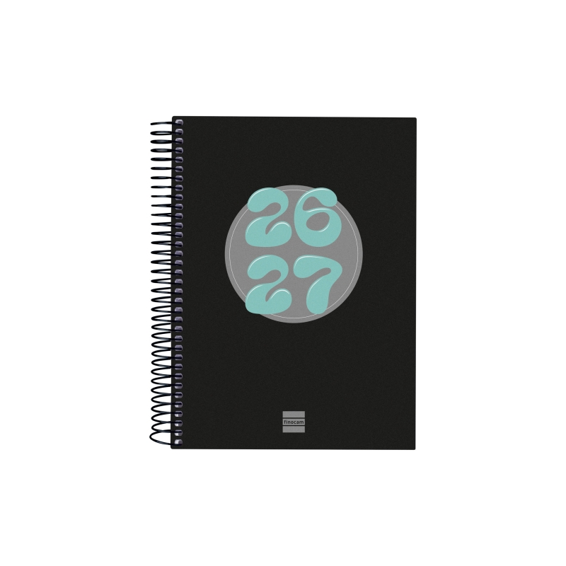 Agenda scolaire Finocam Cool 26/27 en catalan - 1 jour par page - Format A4 - 155 x 212 mm - Couverture cartonnée lignée - Papie