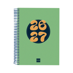 Agenda scolaire Finocam Cool 26/27 en catalan - 1 jour par page - Format A4 - 155 x 212 mm - Couverture cartonnée lignée - Papie