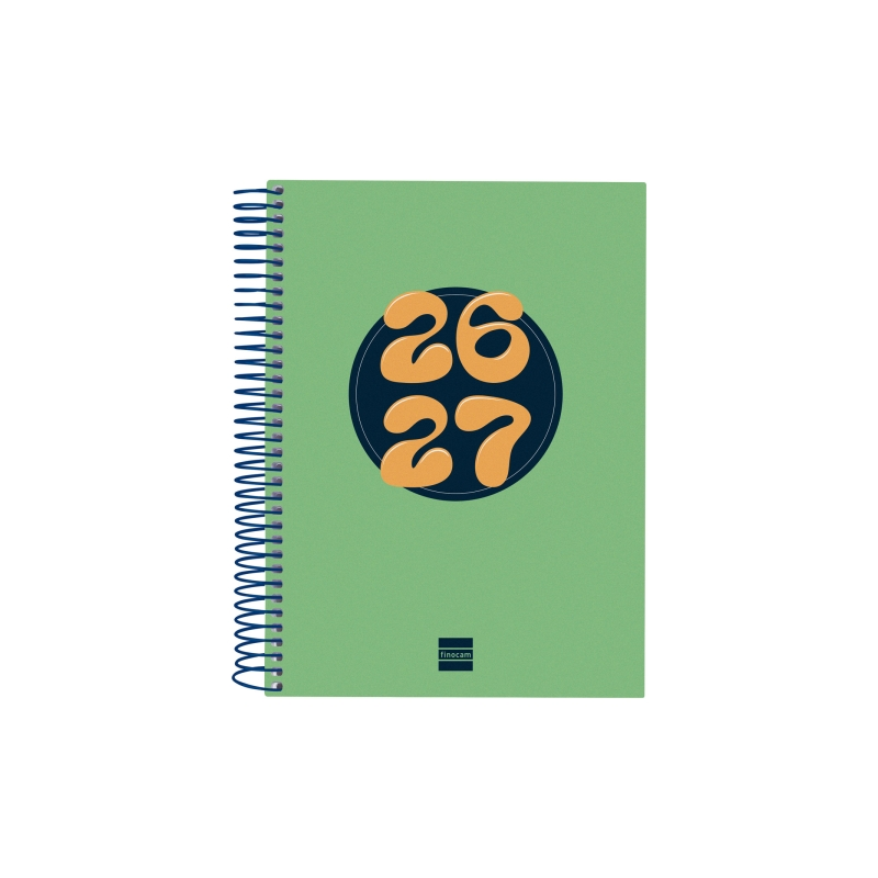 Agenda scolaire Finocam Cool 26/27 en catalan - 1 jour par page - Format A4 - 155 x 212 mm - Couverture cartonnée lignée - Papie