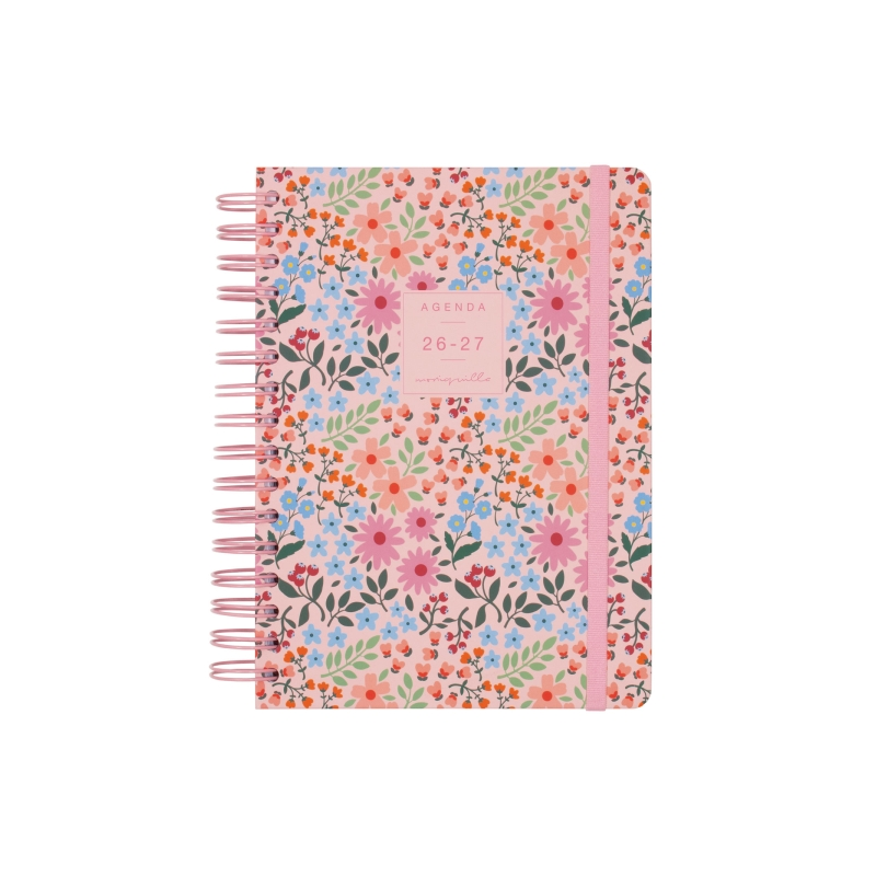 Agenda scolaire Finocam Moniquilla 26/27 - 1 jour par page - Format E10 - 155 x 212 mm - Couverture rigide - Papier 80 g/m² - Sp