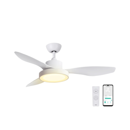 Ventilateur de plafond intelligent SPC Conforto DC LITE 2 avec lumière - Moteur CC 42 W - 6 vitesses, 4 modes d'utilisation - Lu