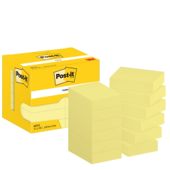 Post-It Pack de 12 blocs de 100 notes autocollantes repositionnables - Forme rectangulaire - 38 x 51 mm - Jaune clair