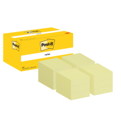 Post-It Pack de 12 blocs de 100 notes autocollantes repositionnables - Forme rectangulaire - 38 x 51 mm - Jaune clair