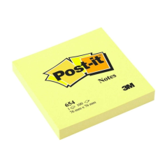 Lot de 6 blocs de 100 Post-it® repositionnables, jaune canari, 76 x 76 mm, papier certifié PEFC, référence 7100103157, jaune cla