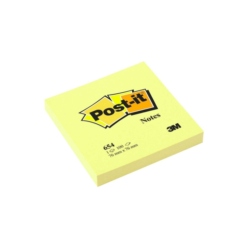 Lot de 6 blocs de 100 Post-it® repositionnables, jaune canari, 76 x 76 mm, papier certifié PEFC, référence 7100103157, jaune cla