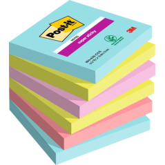 Post-It Super Sticky Pack de 6 blocs de 90 notes autocollantes repositionnables - Forme carrée - 76 x 76 mm - Couleurs assorties
