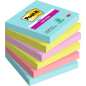 Post-It Super Sticky Pack de 6 blocs de 90 notes autocollantes repositionnables - Forme carrée - 76 x 76 mm - Couleurs assorties