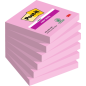 Post-It Super Sticky Pack de 6 blocs de 90 notes autocollantes repositionnables - 76 x 76 mm - 100 % PEFC - Rose