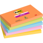 Post-It Super Sticky Pack de 5 blocs de 90 notes autocollantes repositionnables - Forme rectangulaire - 127 x 76 mm - Couleurs a