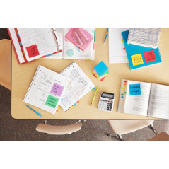 Post-It Pack de 6 Blocs de 100 Notes Repositionnables - Forme Rectangulaire - 76x127mm - Couleurs Assorties