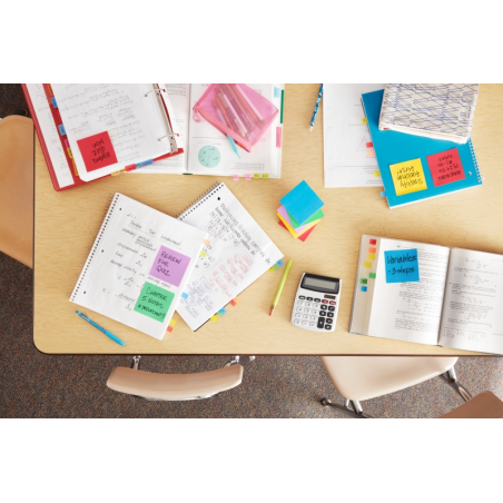 Post-It Pack de 6 Blocs de 100 Notes Repositionnables - Forme Rectangulaire - 76x127mm - Couleurs Assorties