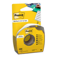 Rouleau de ruban adhésif inscriptible Post-It - 25,4 mm x 17,7 m - avec distributeur - Blanc