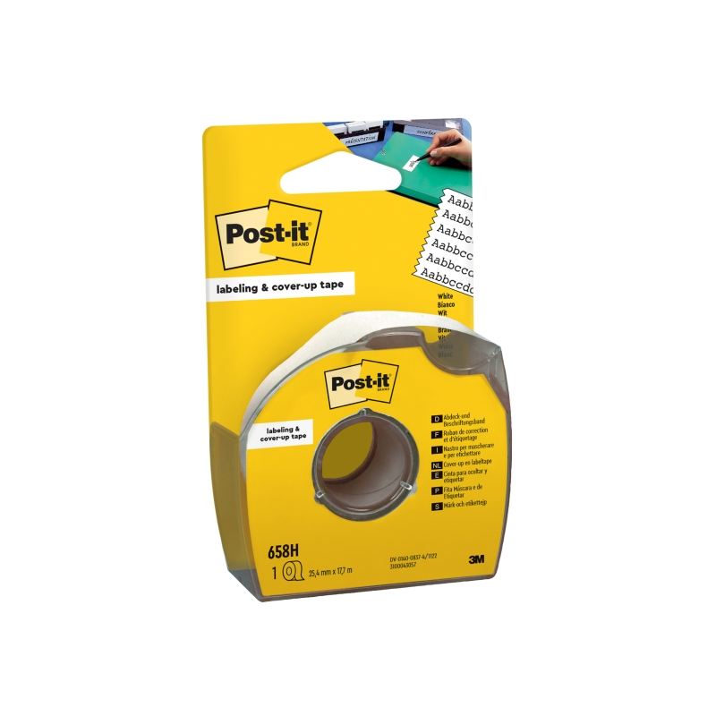 Rouleau de ruban adhésif inscriptible Post-It - 25,4 mm x 17,7 m - avec distributeur - Blanc