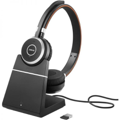 Casque stéréo UC Jabra Evolve 65 SE avec microphone Bluetooth + support de charge USB-A - Suppression du bruit - Autonomie de la
