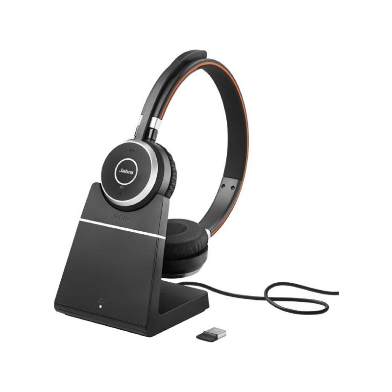 Casque stéréo UC Jabra Evolve 65 SE avec microphone Bluetooth + support de charge USB-A - Suppression du bruit - Autonomie de la