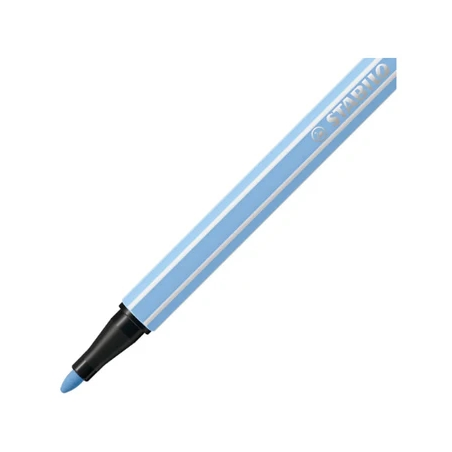 LOT de 10 Feutre à pointe fibre Stabilo Pen 68 - Largeur de trait : env. 1 mm - Encre à base d'eau - Bleu glacier