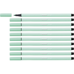 LOT de 10 Feutre à pointe fibre Stabilo Pen 68 - Largeur de trait : env. 1 mm - Encre à base d'eau - Vert glacier