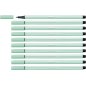 LOT de 10 Feutre à pointe fibre Stabilo Pen 68 - Largeur de trait : env. 1 mm - Encre à base d'eau - Vert glacier