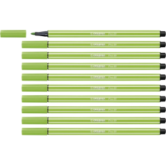 LOT de 10 Feutre à pointe fibre Stabilo Pen 68 - Largeur de trait : env. 1 mm - Encre à base d'eau - Vert clair