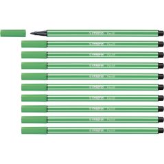 LOT de 10 Feutre à pointe fibre Stabilo Pen 68 - Largeur de trait : env. 1 mm - Encre à base d'eau - Vert