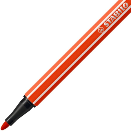 LOT de 10 Feutre à pointe fibre Stabilo Pen 68 - Largeur de trait : env. 1 mm - Encre à base d'eau - Rouge