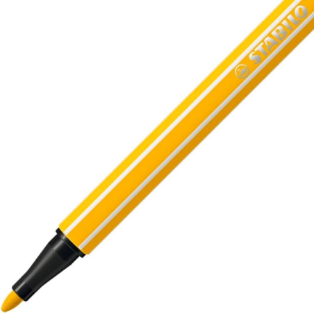 LOT de 10 Feutre à pointe fibre Stabilo Pen 68 - Largeur de trait : env. 1 mm - Encre à base d'eau - Jaune