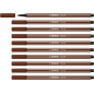 LOT de 10 Feutre à pointe fibre Stabilo Pen 68 - Largeur de trait : env. 1 mm - Encre à base d'eau - Marron
