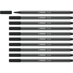 LOT de 10 Feutre à pointe fibre Stabilo Pen 68 - Largeur de trait : env. 1 mm - Encre à base d'eau - Noir