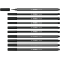 LOT de 10 Feutre à pointe fibre Stabilo Pen 68 - Largeur de trait : env. 1 mm - Encre à base d'eau - Noir