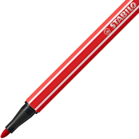 LOT de 10 Feutre à pointe fibre Stabilo Pen 68 - Largeur de trait : env. 1 mm - Encre à base d'eau - Couleur carmin