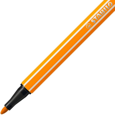 LOT de 10 Feutre à pointe fibre Stabilo Pen 68 - Largeur de trait : env. 1 mm - Encre à base d'eau - Orange