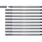LOT de 10 Feutre à pointe fibre Stabilo Pen 68 - Largeur de trait : env. 1 mm - Encre à base d'eau - Gris foncé