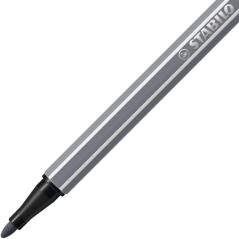 LOT de 10 Feutre à pointe fibre Stabilo Pen 68 - Largeur de trait : env. 1 mm - Encre à base d'eau - Gris foncé