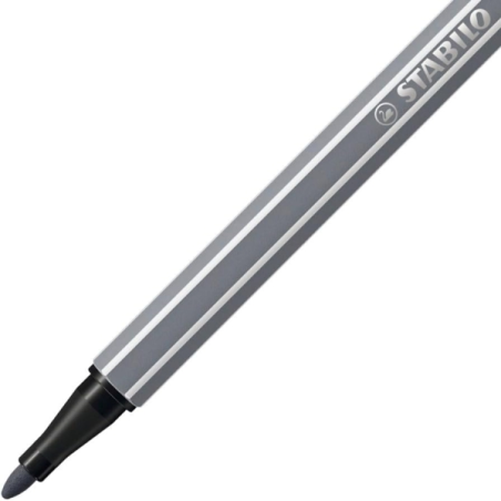 LOT de 10 Feutre à pointe fibre Stabilo Pen 68 - Largeur de trait : env. 1 mm - Encre à base d'eau - Gris foncé