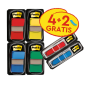 Distributeurs Post-It Index, lot de 6, avec marqueurs d'index repositionnables - Forme rectangulaire - Couleurs assorties