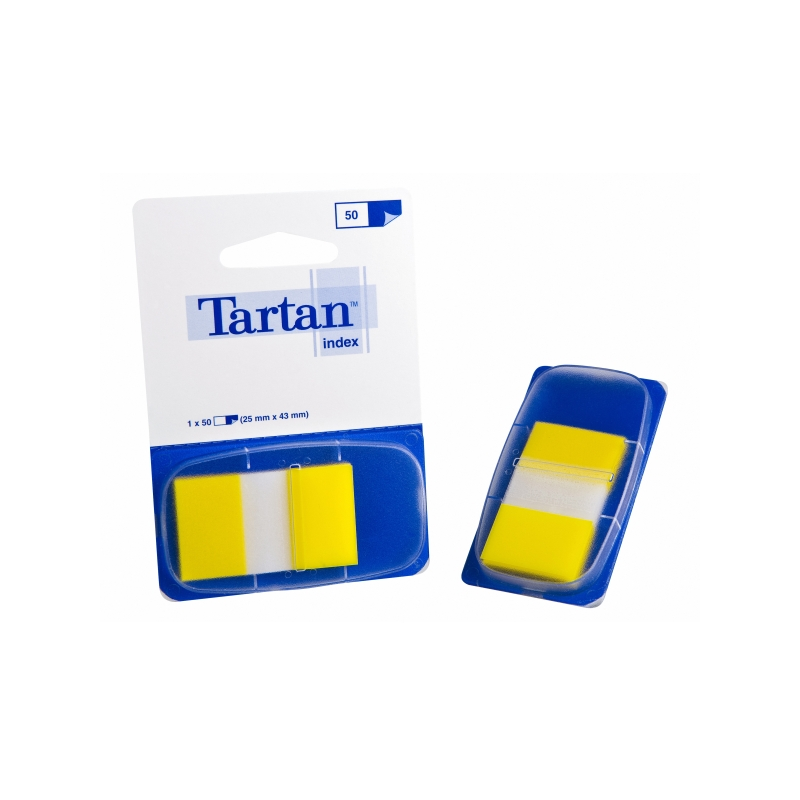 Lot de 12 distributeurs Tartan avec 50 marqueurs repositionnables - 25 x 43 mm - Jaune
