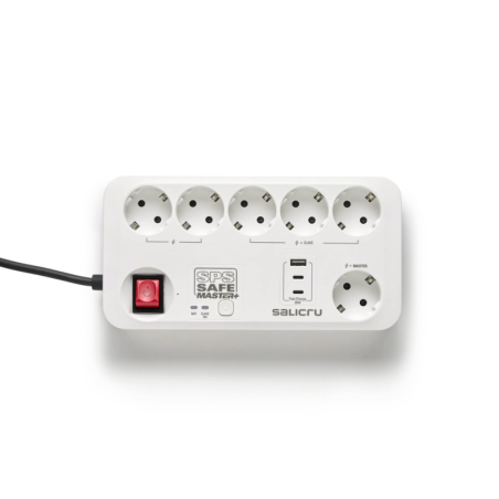 Multiprise Salicru SPS SAFE MASTER+ avec protections électriques actives de dernière génération - 6 prises Schuko - 1 port USB-A