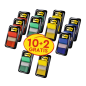 Lot de 12 distributeurs Post-It avec 50 marqueurs d'index repositionnables - Forme rectangulaire - Couleurs assorties