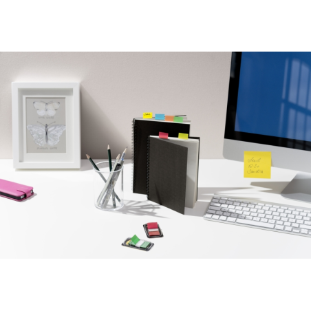 Lot de 12 distributeurs Post-It avec 50 marqueurs d'index repositionnables - Forme rectangulaire - Couleurs assorties