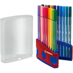 Étui Stabilo Premium Pen 68 avec 20 feutres - Pointe fibre - Largeur de trait env. 1 mm - Haute luminosité et couleurs vives - C